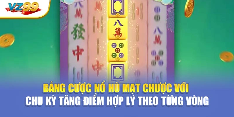 Bảng cược Nổ hũ Mạt Chược với chu kỳ tăng điểm hợp lý theo từng vòng